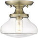 Nash 1 Light 8 inch Aged Brass Semi-flush Ceiling Light